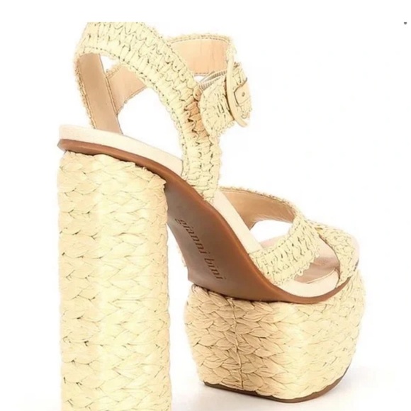 Gianni Bini Pelle Raffia Platform Sandals size 10 - Picture 2 of 8